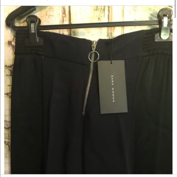 Zara Career Pant Small Zip Front Wide leg Tuxedo - Picture 3 of 8